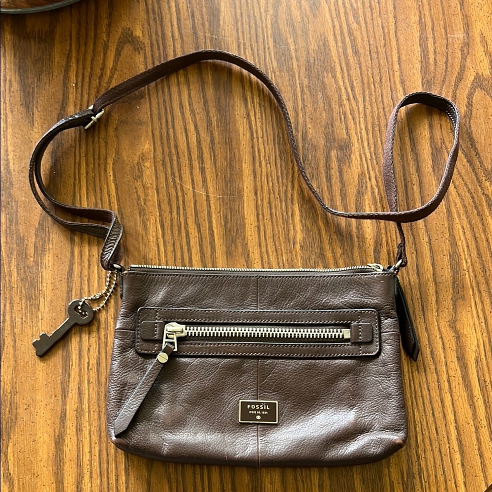 Fossil Dark Brown Leather Crossbody Bag
